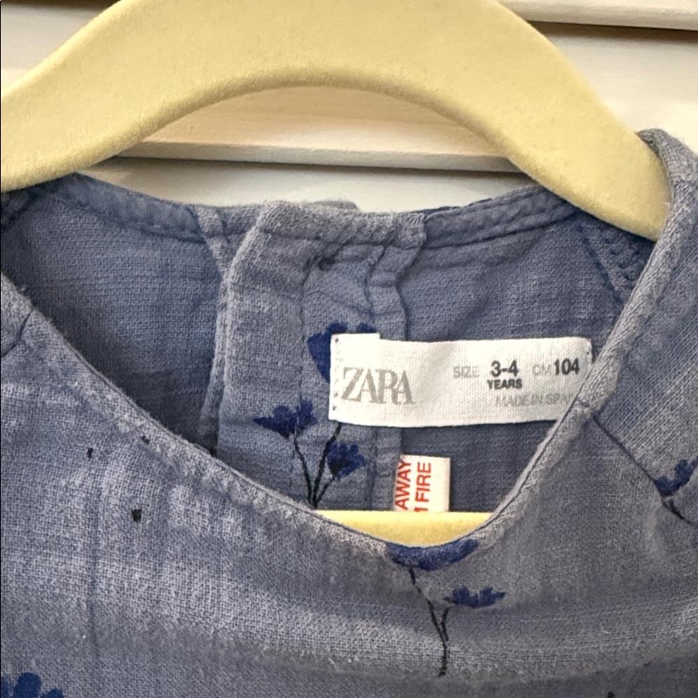 Zara Light Blue Dress with Royal Blue Floral Print - Picture 2 of 3